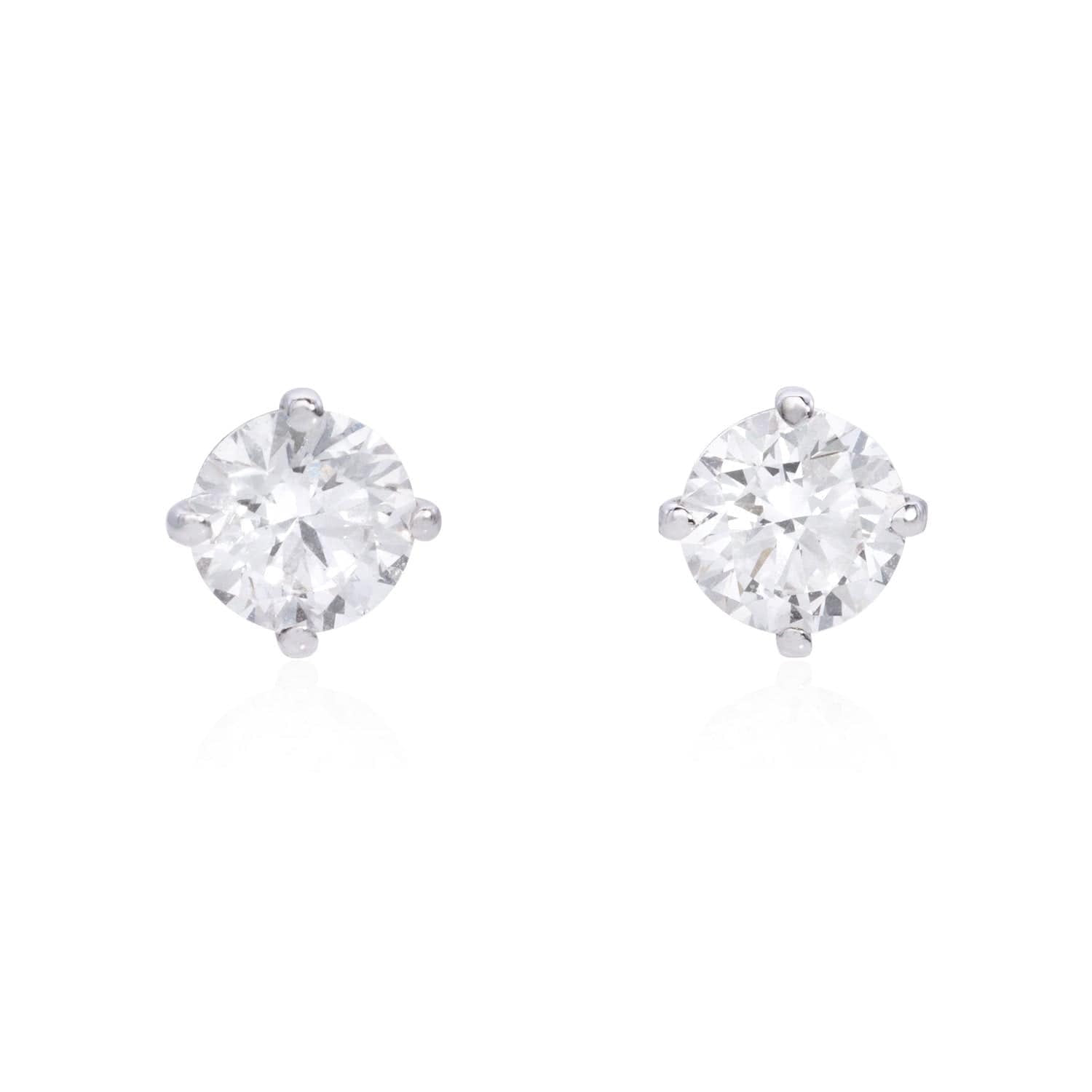 4-Prong Martini Diamond Stud Earrings in 14k White Gold, front view