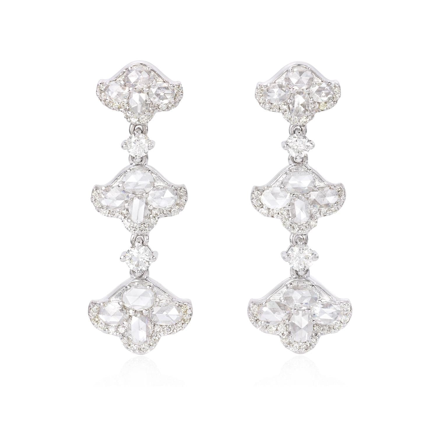 Aurelia Rose-Cut Diamond Drop Earrings, front view