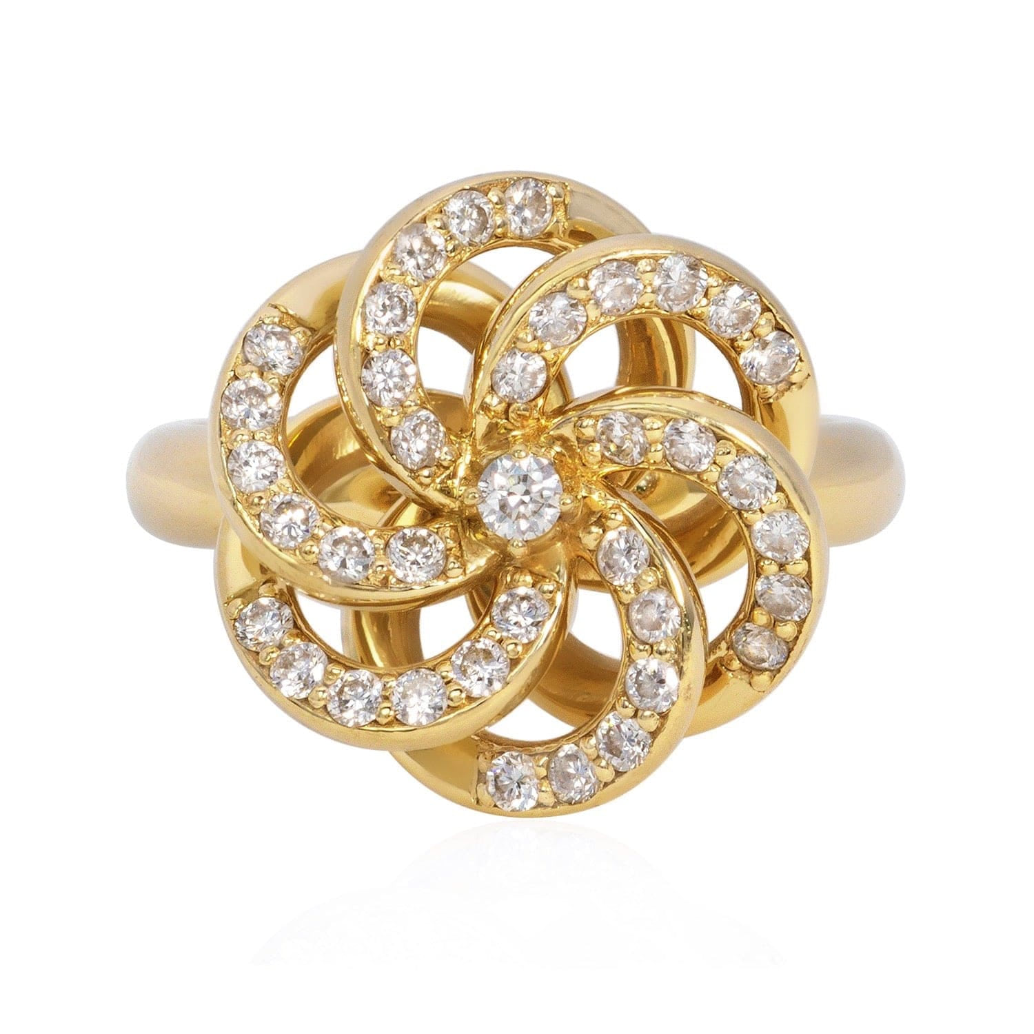 Blossom Diamond Cocktail Ring 14k Gold, front view