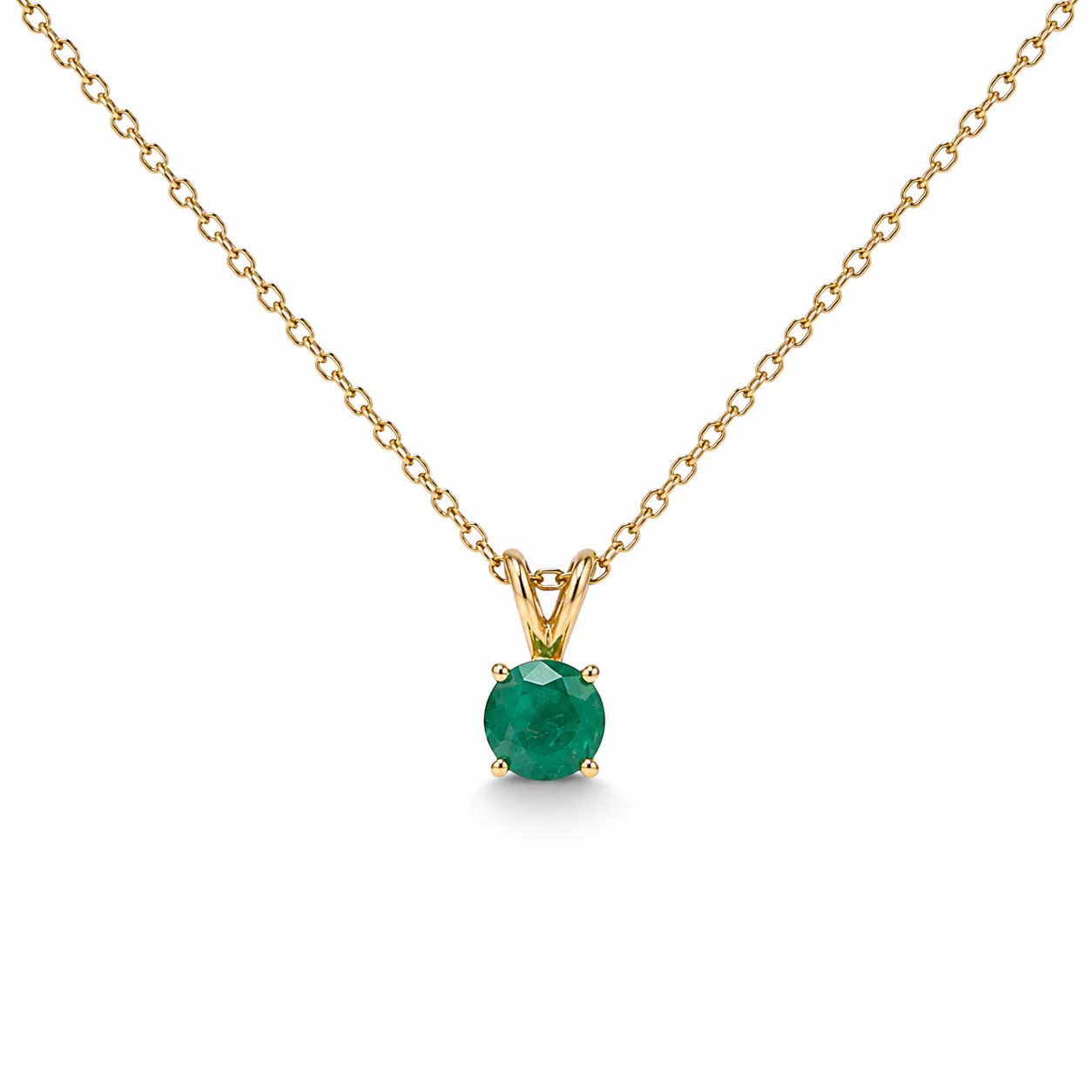 Natural Colombian Emerald Pendant Necklace, front view