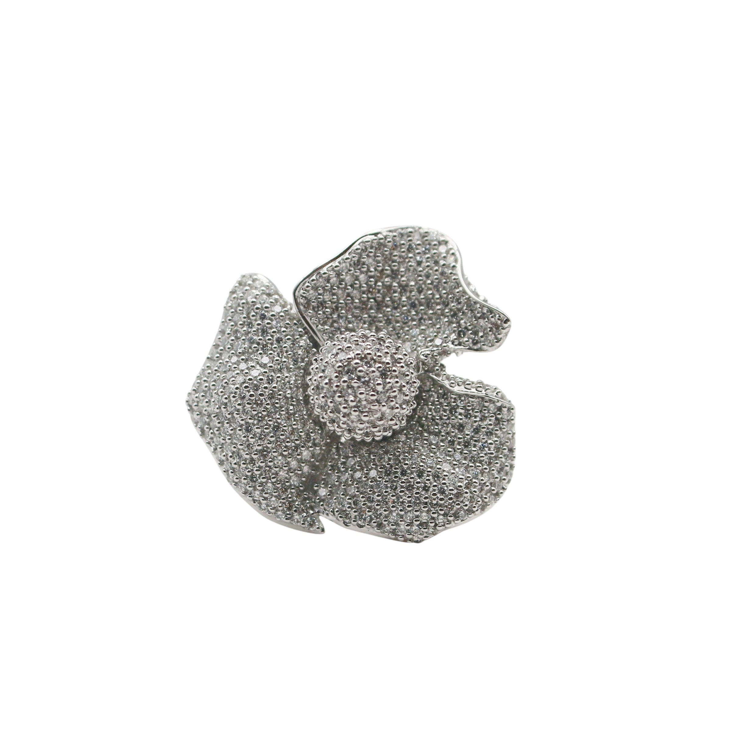 Fleur Eternelle Diamond Flower Ring in 18K White Gold, front view