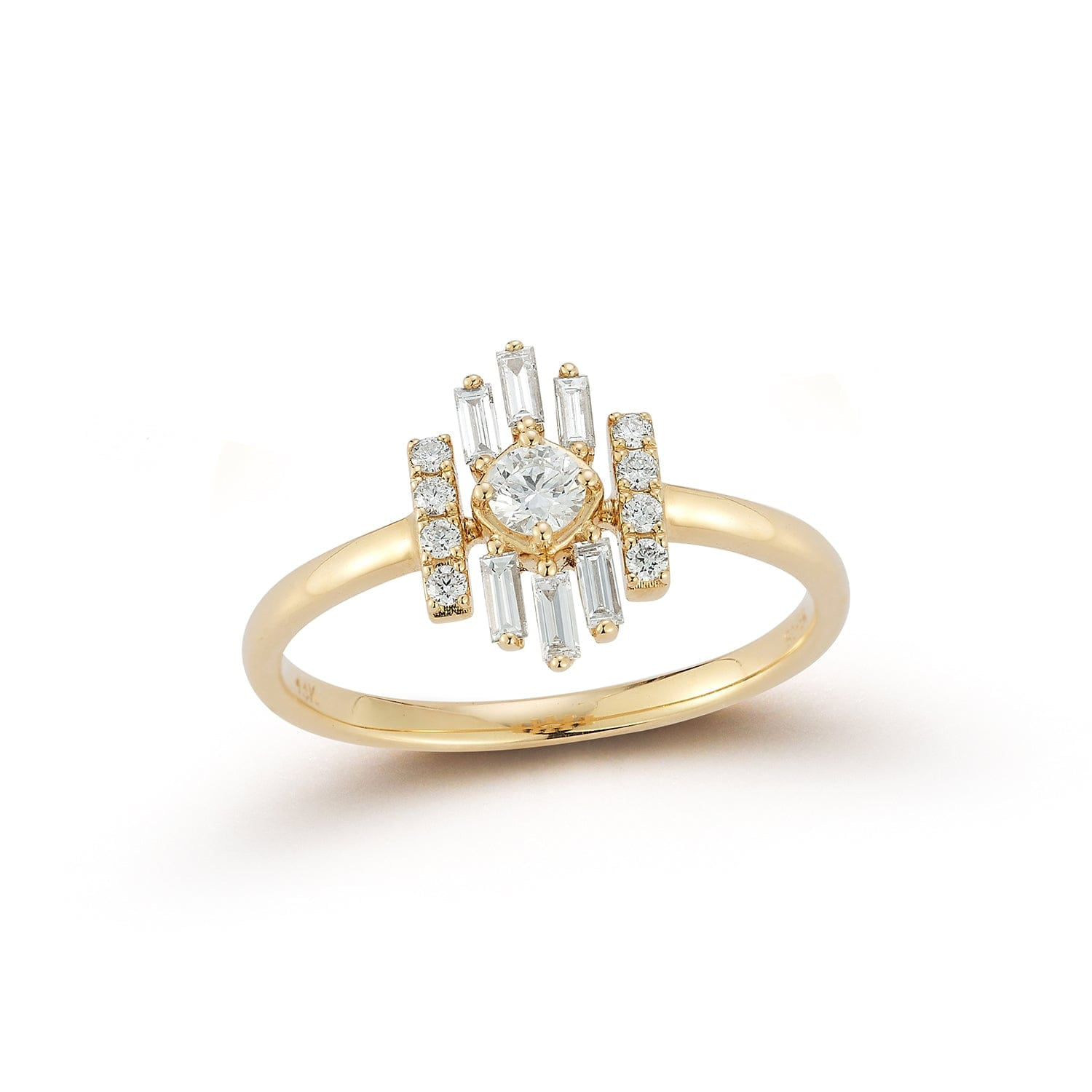 Gatsby Diamond Ring in 14k Gold, front view