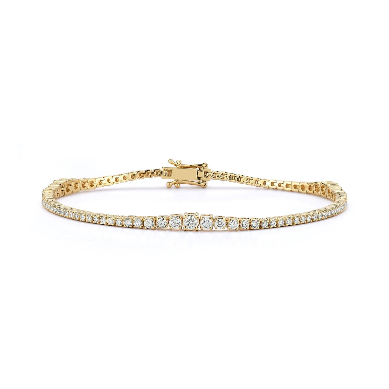 Graduating Diamond Tennis Bracelet in 14k Gold (2 ctw), front view