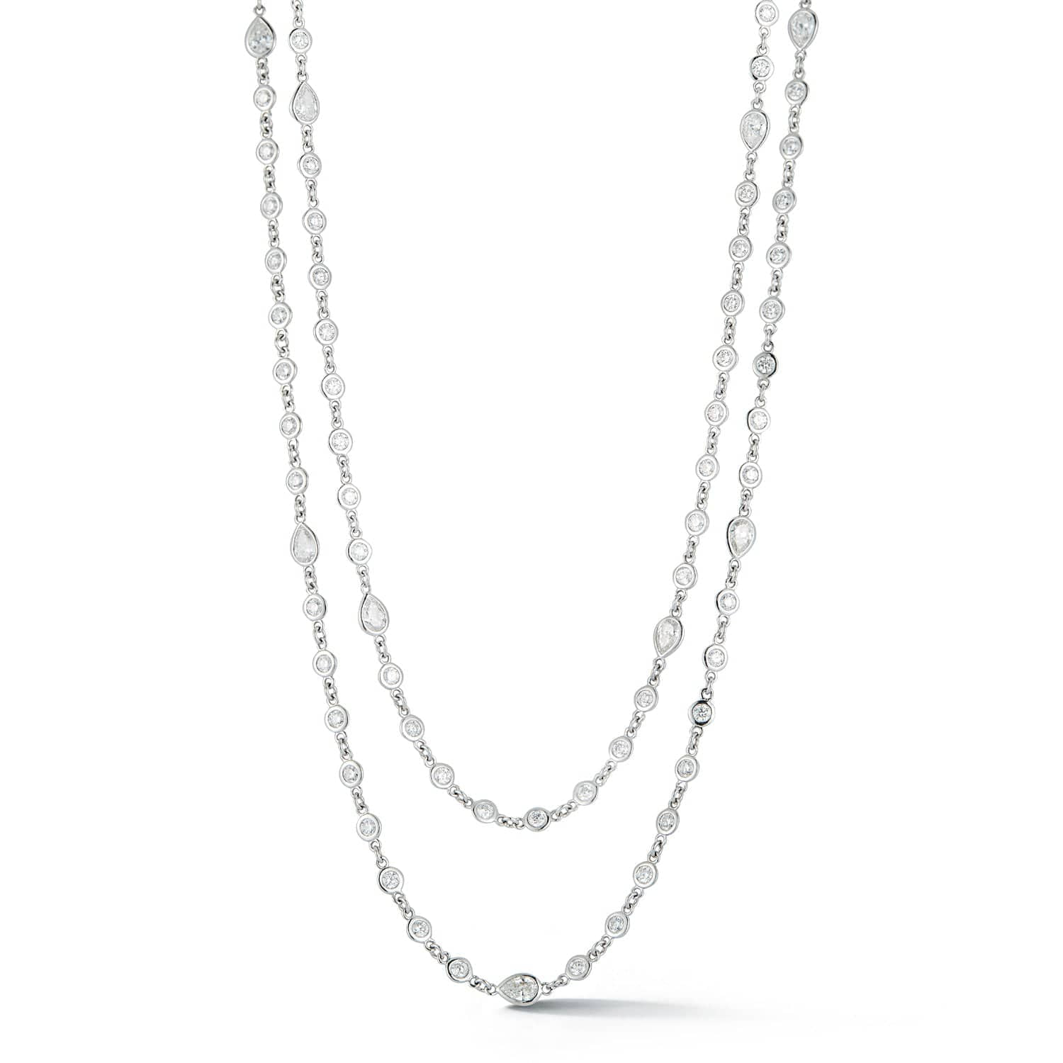 Diamonds By the Yard Necklace in 14k White Gold, front view