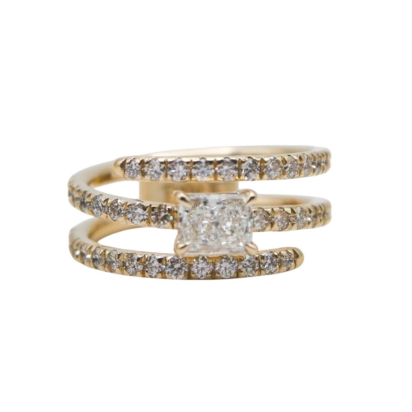 Lyndsey Radiant-Cut Diamond Wrap Ring in 14K Yellow Gold, front view