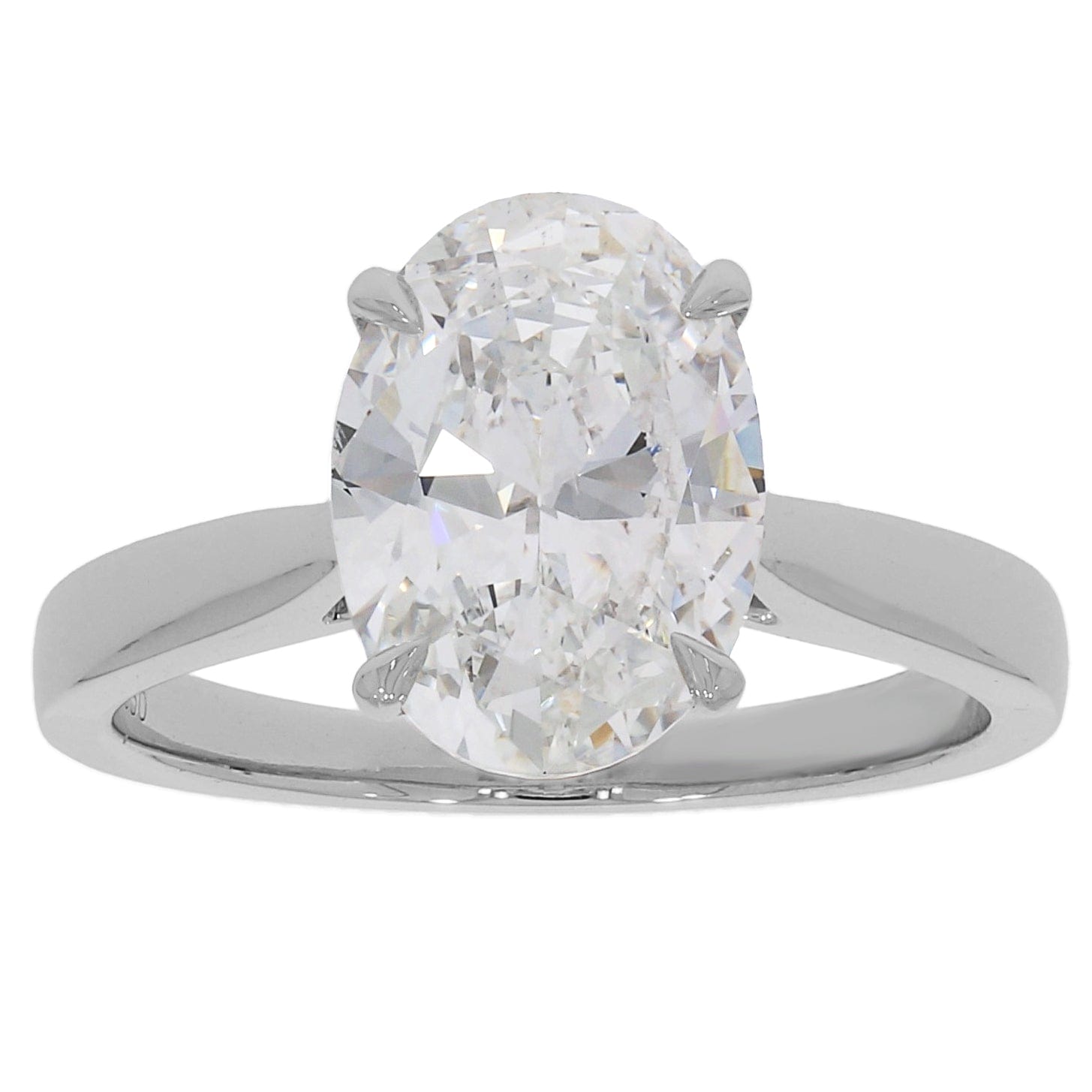 3.50ct Oval Cut Diamond Solitaire Ring in Platinum, front view