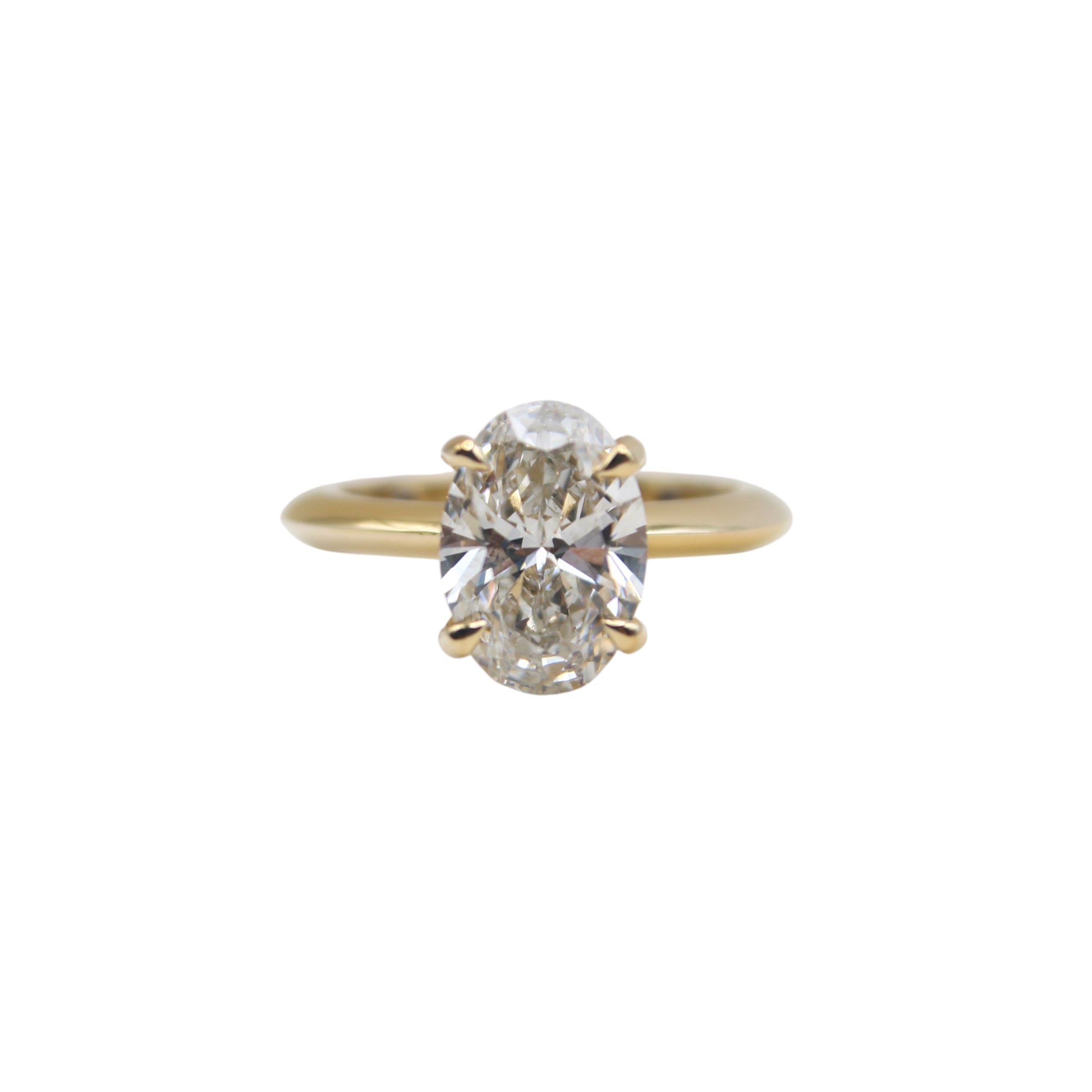 Abby Oval Solitaire Engagement Ring with Knife Edge Setting & Custom Engraving, front view