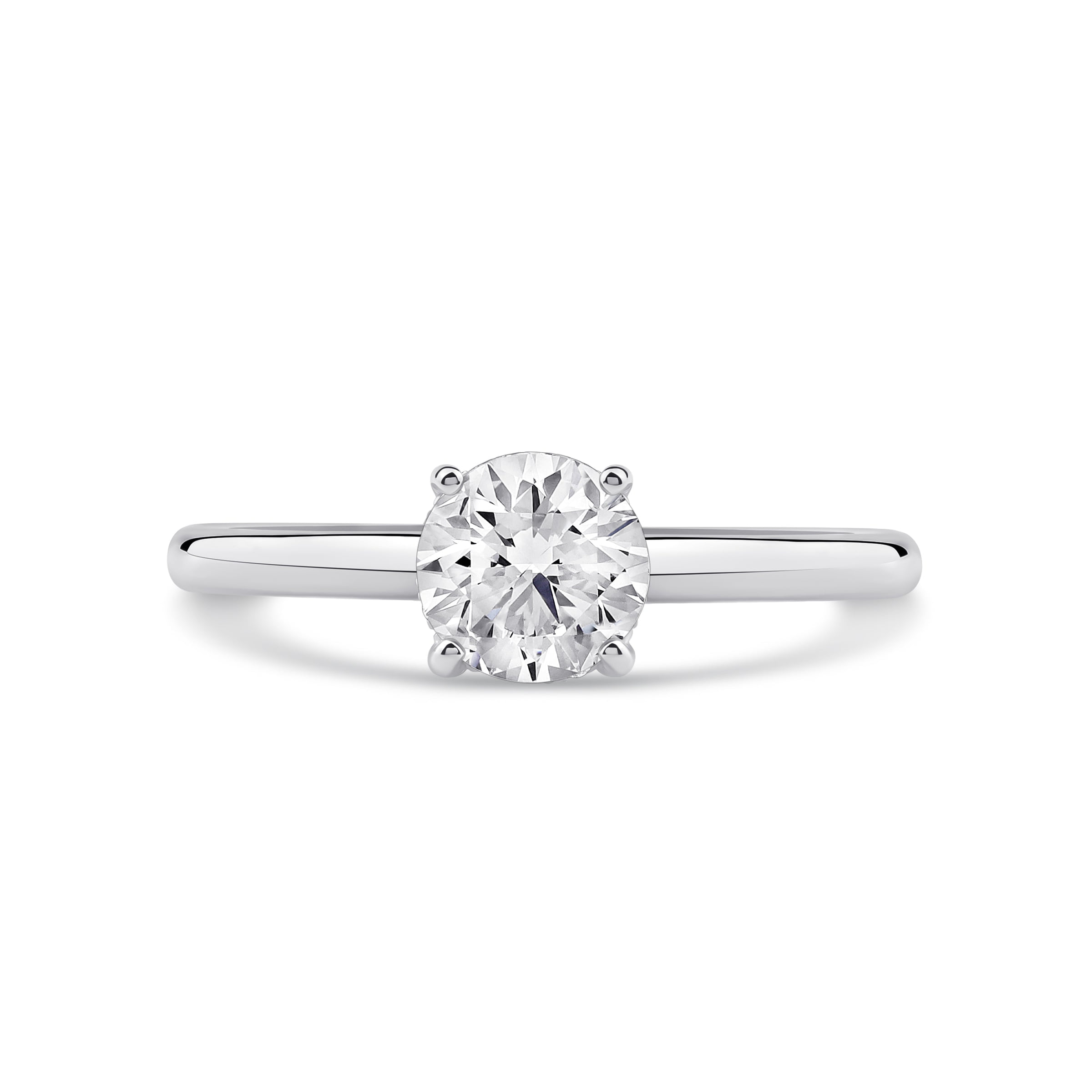 Round Diamond Solitaire Engagement Ring with Hidden Halo, front view