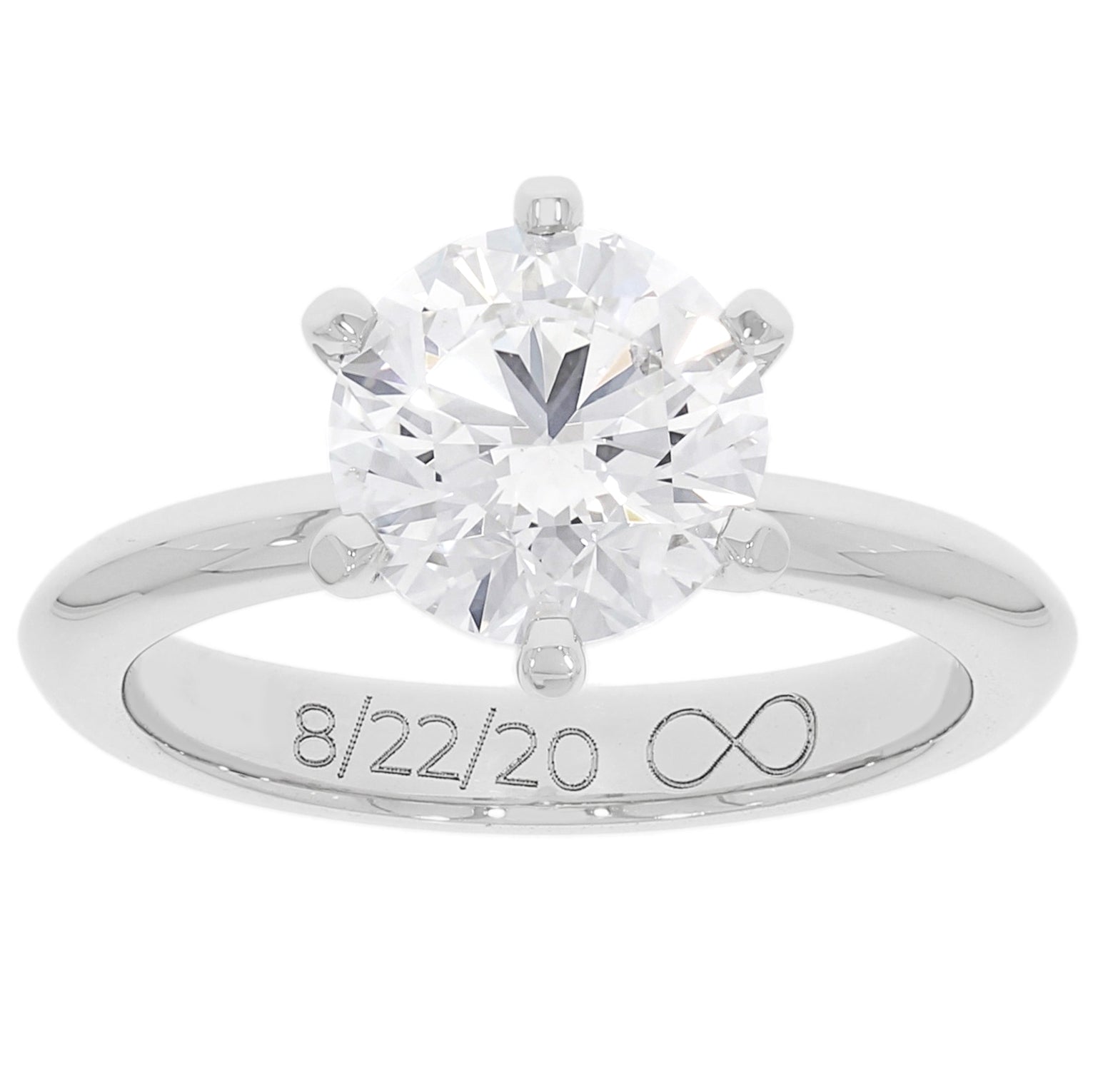 Six-Prong Diamond Engagement Ring in Platinum, front view