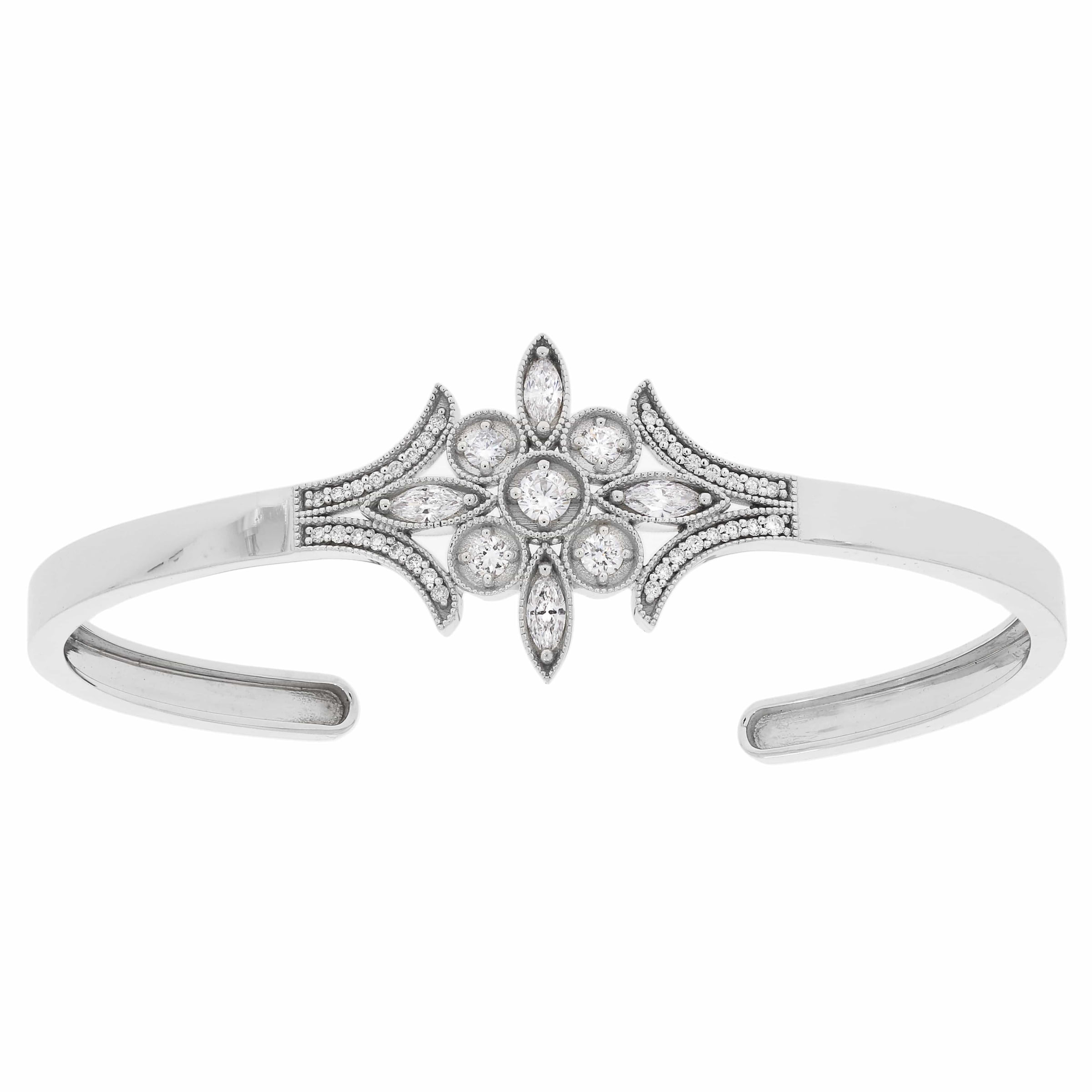 Vela Diamond Cuff in 14k White Gold, front view